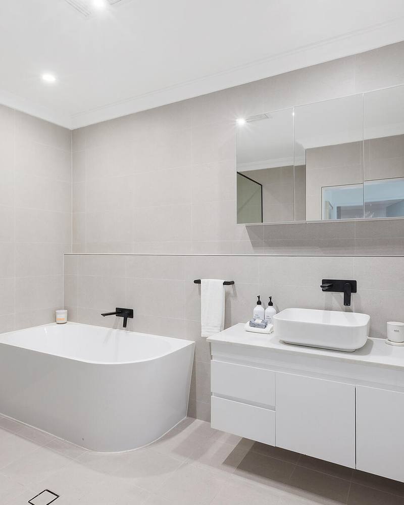 Bathroom renovation — Renosell Earlwood pre-sale project